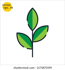 Tea Leaves Icon Logo Design Vector Template