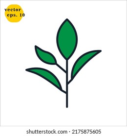 Tea Leaves Icon Logo Design Vector Template