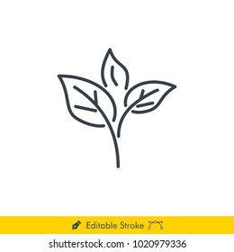 Tea Leaves Icon / Vector - In Line / Stroke Design