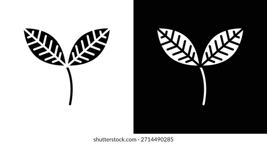 Diseño de silueta de Vector de iconos de hojas de té. Ilustración de Diseño gráfico plano de Vector.