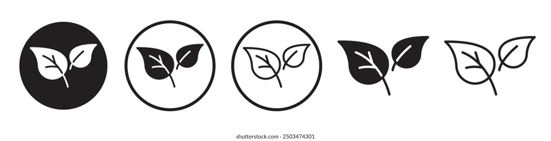 Tea leaves line icon vector set.