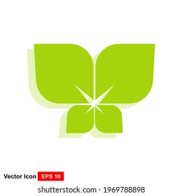 Tea leaves on white background. Green tea. Icon set