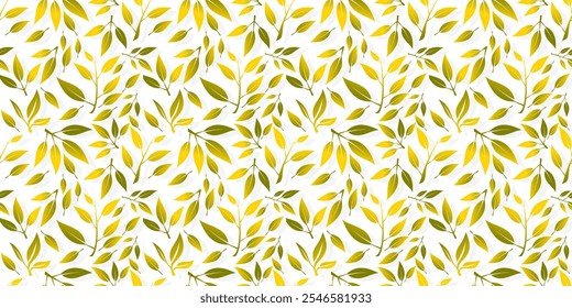 tea leaves pattern background. green leaves vector pattern background. Green tea leaf seamless pattern. seamless patterns with green leaves of tea.