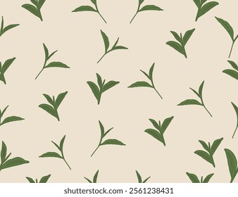 
tea leaves pattern background. green leaves vector pattern background. Green tea leaf seamless pattern. seamless patterns with green leaves of tea.