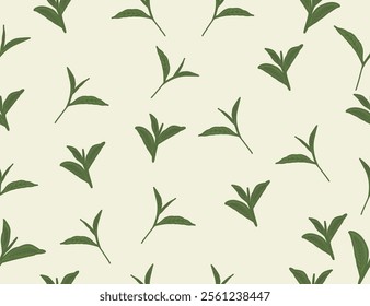 
tea leaves pattern background. green leaves vector pattern background. Green tea leaf seamless pattern. seamless patterns with green leaves of tea.