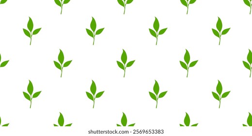 tea leaves pattern background. green leaves vector pattern background. Green tea leaf seamless pattern. silhouette leaf background.