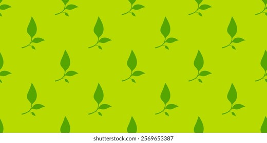tea leaves pattern background. green leaves vector pattern background. Green tea leaf seamless pattern. silhouette leaf background.