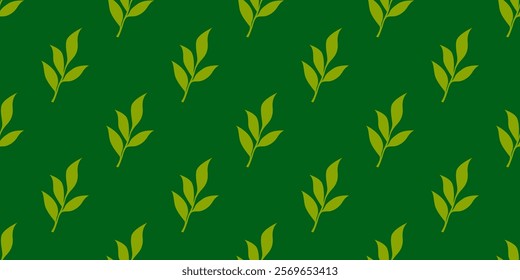 tea leaves pattern background. green leaves vector pattern background. Green tea leaf seamless pattern. silhouette leaf background.