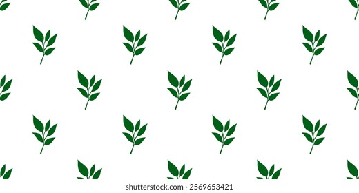 tea leaves pattern background. green leaves vector pattern background. Green tea leaf seamless pattern. silhouette leaf background.