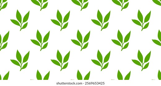 tea leaves pattern background. green leaves vector pattern background. Green tea leaf seamless pattern. silhouette leaf background.