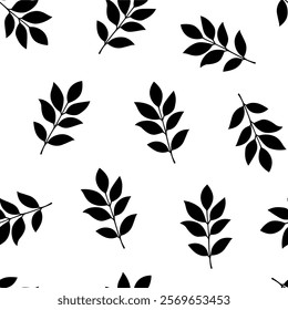 tea leaves pattern background. green leaves vector pattern background. Green tea leaf seamless pattern. silhouette leaf background.