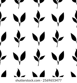 tea leaves pattern background. green leaves vector pattern background. Green tea leaf seamless pattern. silhouette leaf background.
