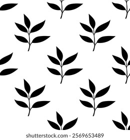 tea leaves pattern background. green leaves vector pattern background. Green tea leaf seamless pattern. silhouette leaf background.