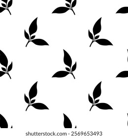 tea leaves pattern background. green leaves vector pattern background. Green tea leaf seamless pattern. silhouette leaf background.