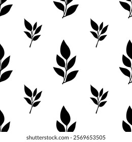 tea leaves pattern background. green leaves vector pattern background. Green tea leaf seamless pattern. silhouette leaf background.