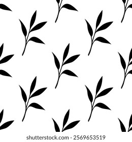 tea leaves pattern background. green leaves vector pattern background. Green tea leaf seamless pattern. silhouette leaf background.