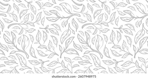 tea leaves pattern background. green leaves vector pattern background. Green tea leaf seamless pattern. seamless patterns with green leaves of tea.