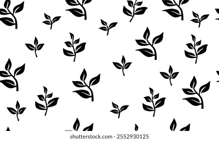 tea leaves pattern. green tea leaves background. tea leaves pattern for banner or packaging design.