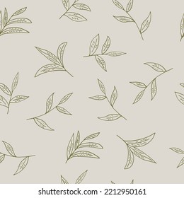 tea leaves seamless pattern hand drawn in doodle style. 