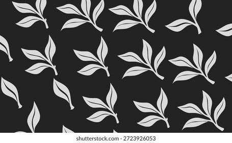 Tea Leaves Seamless Pattern Organic Botanical Background