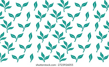 Tea Leaves Seamless Pattern Organic Botanical Background