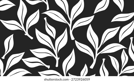 Hojas de té sin patrón de fondo orgánico botánico