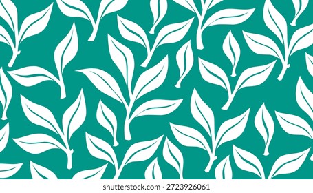 Hojas de té sin patrón de fondo orgánico botánico