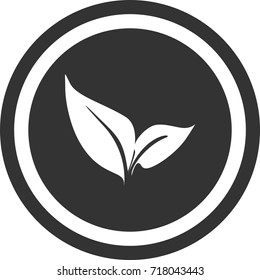 Tea leaves sign ,dark round icon,