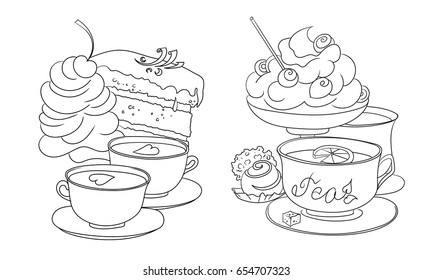 Tea with lemon and cream dessert