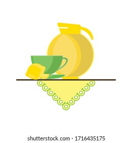 Tea with lemon flat design illustration