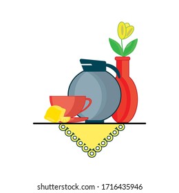 Té con ilustración de diseño limón plano