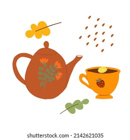 tea with lemon hand drawn on a white background vector