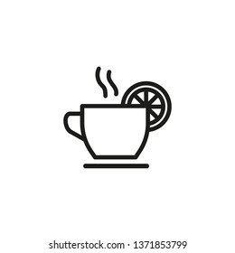 Tea with lemon line icon. Drinking, warm, delicious. Tea concept. Vector illustration can be used for topics like breakfast, drinks, cafe