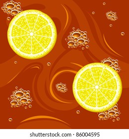 Tea with lemon slices. Air bubbles. Seamless.