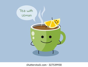 Tea with Lemon. Vector illustration.