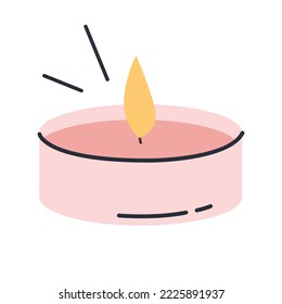 Tea light candle isolated on white background. Simple flat style. 