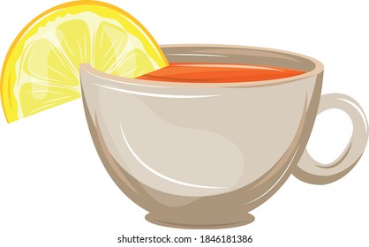 
Té en una taza ligera con limón amarillo