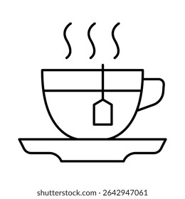 Tea Line Editable Stroke Icon. Fast-food And Drinks Themes Vector Illustration