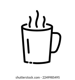 Tea line icon. Boiling water, hot, tea, leaves, coffee, break, bask, taste, sugar, fruit, cafe, rest, health, dishes. Drinks concept. Vector black line icon on a white background