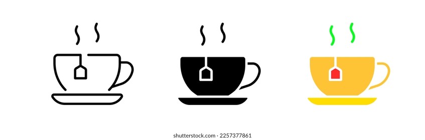 Tea line icon. cup, boiling water, tea, drink, coffee house, breakfast, tea drinking, conversation, drink, breakfast. Vector icon in line, black and colorful style on white background