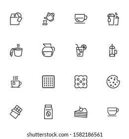 Tea line icon set. Teabag, cup, pot. Drink concept. Can be used for topics like hot drink, ice tea, cafe menu