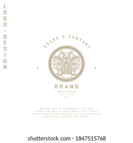 a tea logo with a blend of tea leaves and lines, this logo is simple and very cool on the cup