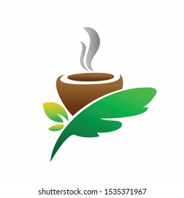 tea logo with cups and leaves