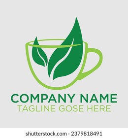 Tea logo design. Green logo design vector, Organic Tea Logo Template, single origin  set with farmer, plant, tea leaf, cup and local people harvest, herbal tea logo vector graphic .