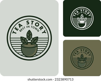 tea logo design, minimalist traditional vintage teapot for cafe logos suitable for food and beverage businesses