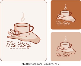 tea logo design, minimalist traditional vintage teapot for cafe logos suitable for food and beverage businesses
