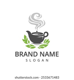 Tea logo design template, restaurant and cafe symbol