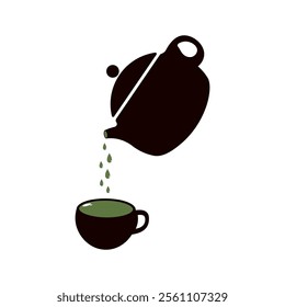 Tea logo icon. green tea in a cup with tea bag design illustration. healthy green tea drink concept logo design vector.