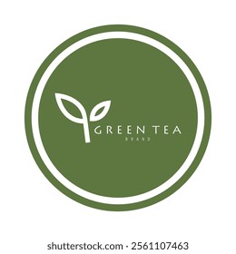 Tea logo icon. green tea in a cup with tea bag design illustration. healthy green tea drink concept logo design vector.