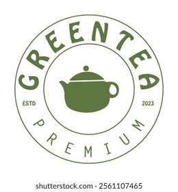 Tea logo icon. green tea in a cup with tea bag design illustration. healthy green tea drink concept logo design vector.